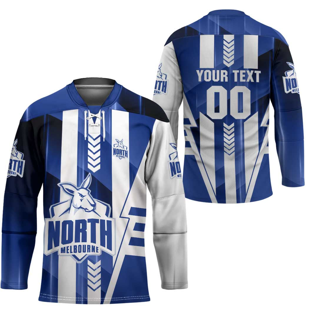 Personalized North Melbourne Kangaroos Hockey Jersey Modern Geometric Sports Graphic Style