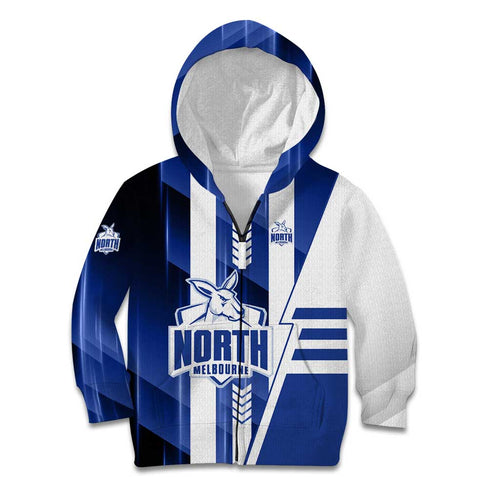Personalized North Melbourne Kangaroos Kid Hoodie Modern Geometric Sports Graphic Style