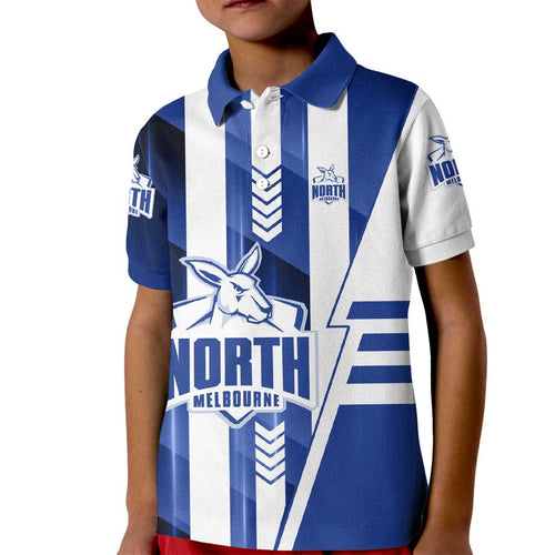 Personalized North Melbourne Kangaroos Kid Polo Shirt Modern Geometric Sports Graphic Style