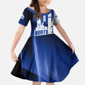 Personalized North Melbourne Kangaroos Kid Short Sleeve Dress Modern Geometric Sports Graphic Style