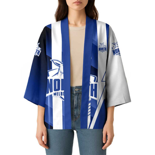 Personalized North Melbourne Kangaroos Kimono Modern Geometric Sports Graphic Style
