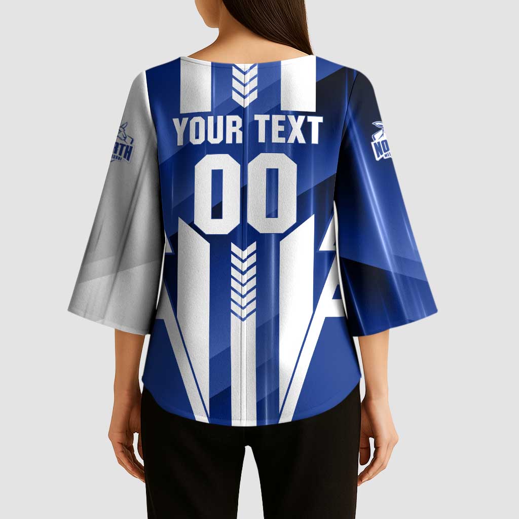 Personalized North Melbourne Kangaroos Kimono Sleeve Blouse Modern Geometric Sports Graphic Style