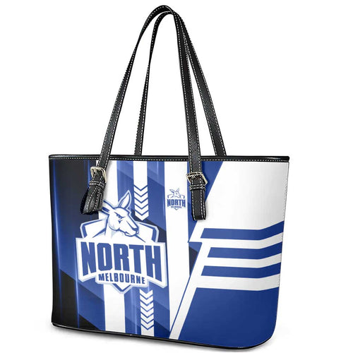 North Melbourne Kangaroos Leather Tote Bag Modern Geometric Sports Graphic Style