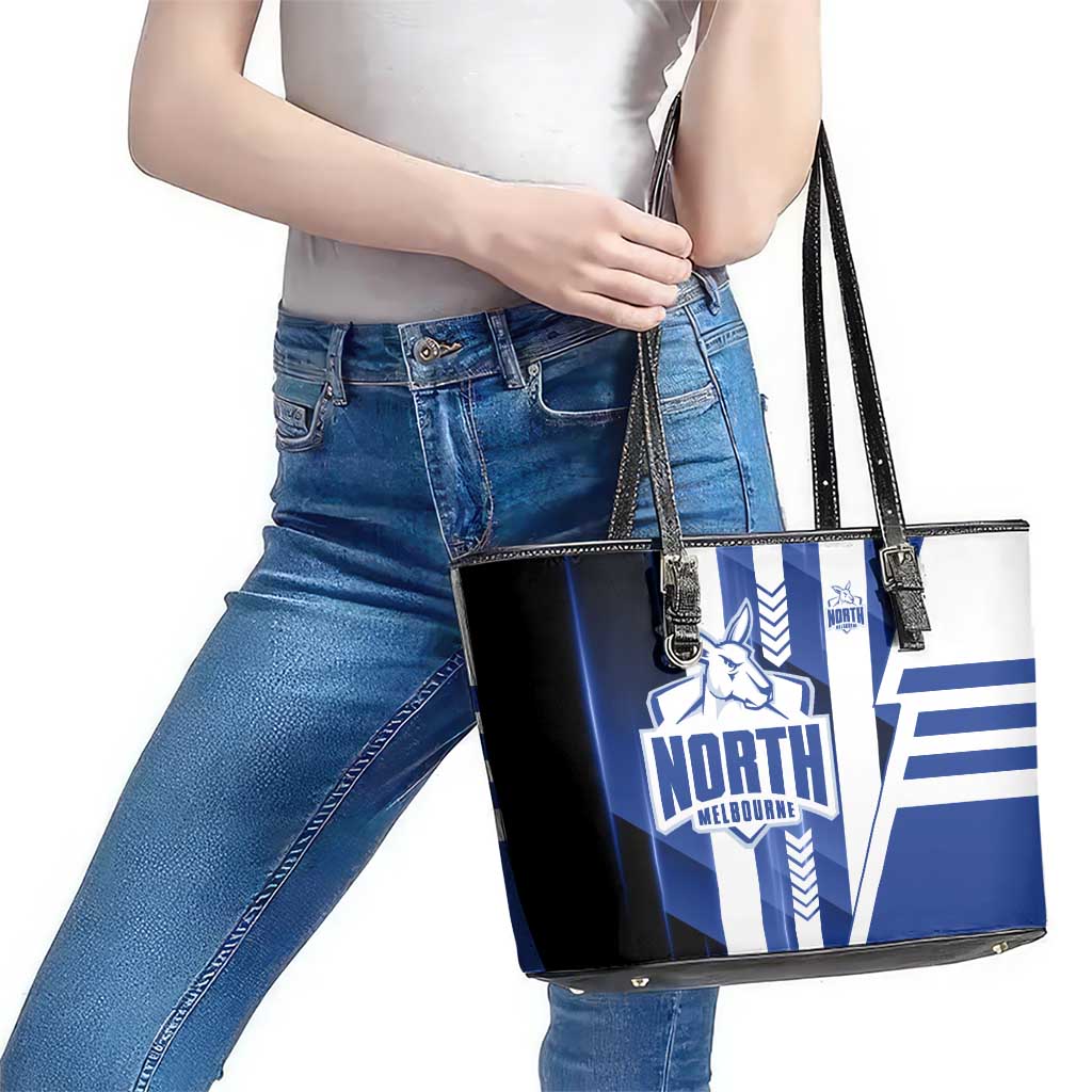 North Melbourne Kangaroos Leather Tote Bag Modern Geometric Sports Graphic Style