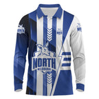 Personalized North Melbourne Kangaroos Long Sleeve Polo Shirt Modern Geometric Sports Graphic Style