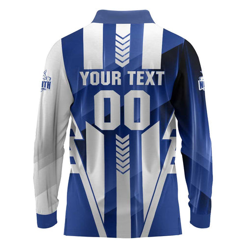 Personalized North Melbourne Kangaroos Long Sleeve Polo Shirt Modern Geometric Sports Graphic Style