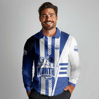 Personalized North Melbourne Kangaroos Long Sleeve Polo Shirt Modern Geometric Sports Graphic Style