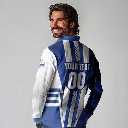 Personalized North Melbourne Kangaroos Long Sleeve Polo Shirt Modern Geometric Sports Graphic Style
