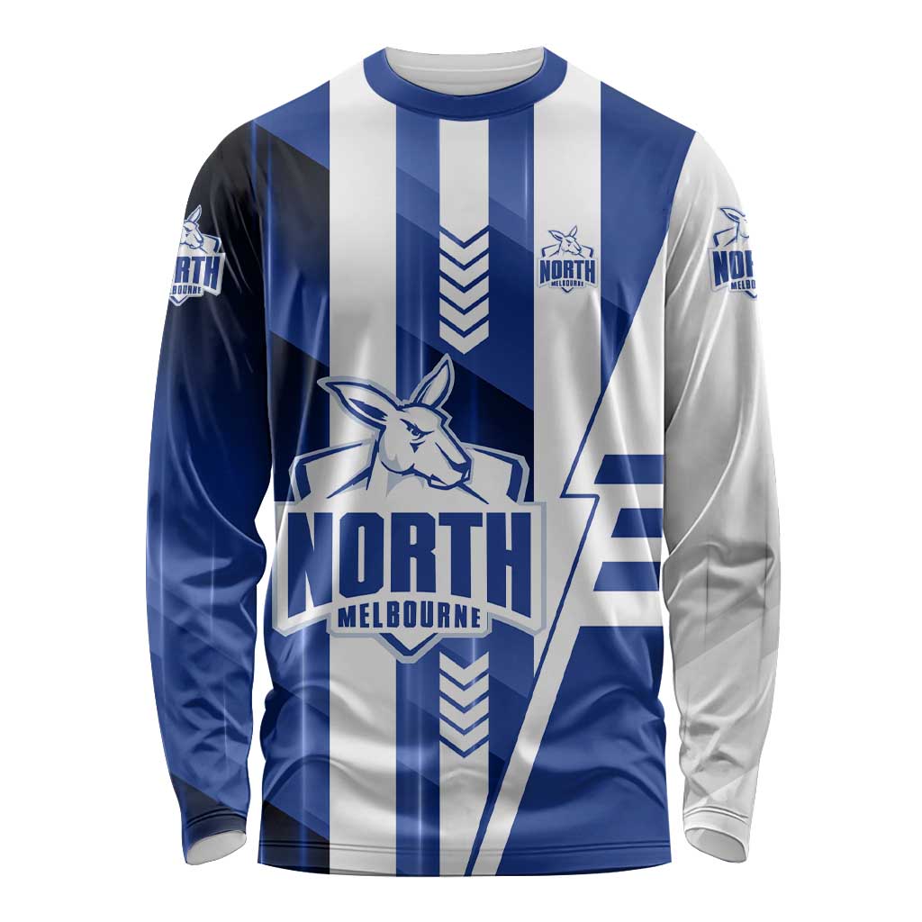 Personalized North Melbourne Kangaroos Long Sleeve Shirt Modern Geometric Sports Graphic Style