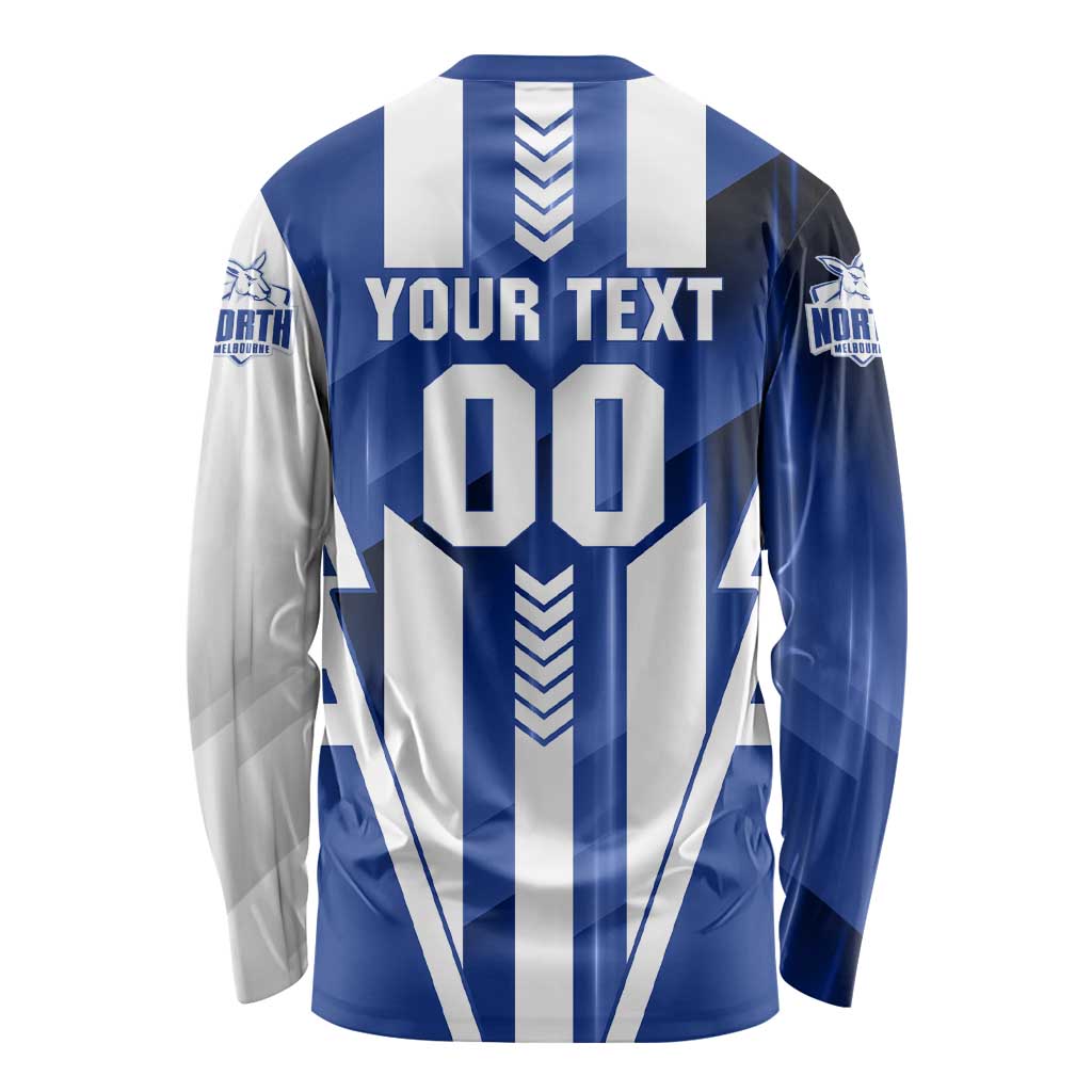 Personalized North Melbourne Kangaroos Long Sleeve Shirt Modern Geometric Sports Graphic Style