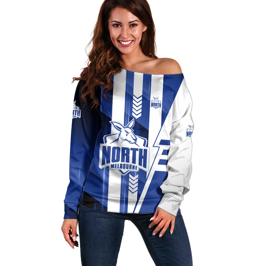 Personalized North Melbourne Kangaroos Off Shoulder Sweater Modern Geometric Sports Graphic Style