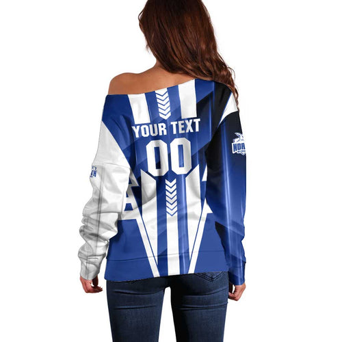 Personalized North Melbourne Kangaroos Off Shoulder Sweater Modern Geometric Sports Graphic Style