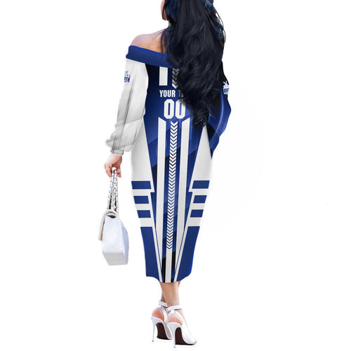 Personalized North Melbourne Kangaroos Off The Shoulder Long Sleeve Dress Modern Geometric Sports Graphic Style