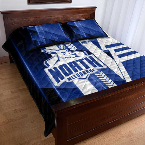 North Melbourne Kangaroos Quilt Bed Set Modern Geometric Sports Graphic Style