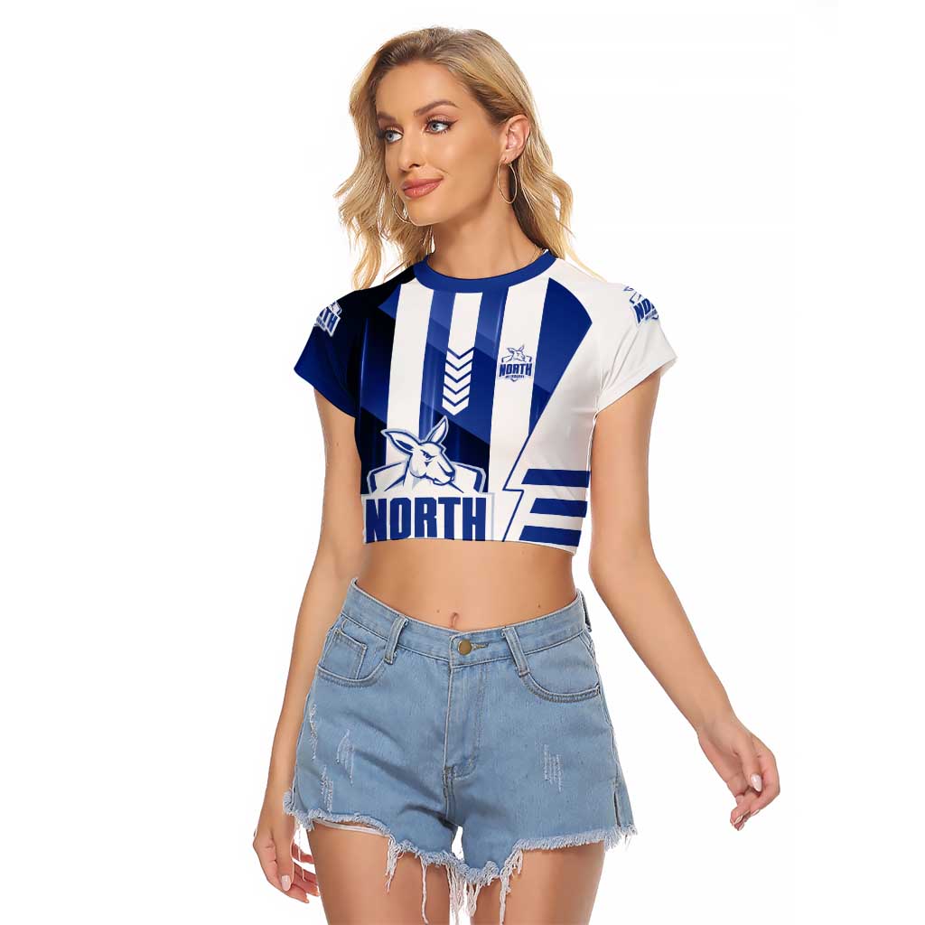 Personalized North Melbourne Kangaroos Raglan Cropped T Shirt Modern Geometric Sports Graphic Style