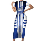 Personalized North Melbourne Kangaroos Short Sleeve Bodycon Dress Modern Geometric Sports Graphic Style