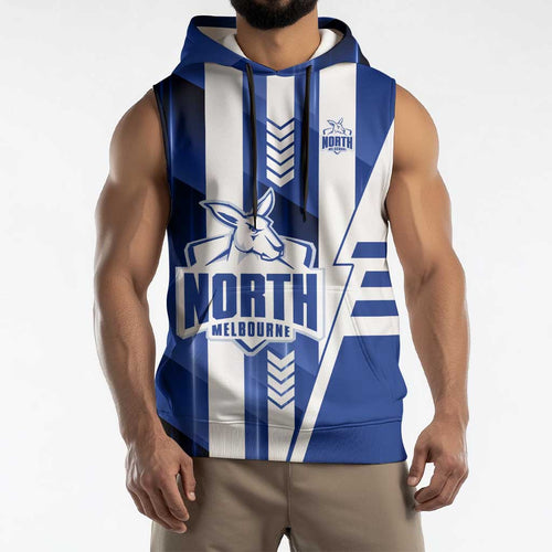 Personalized North Melbourne Kangaroos Sleeveless Hoodie Modern Geometric Sports Graphic Style