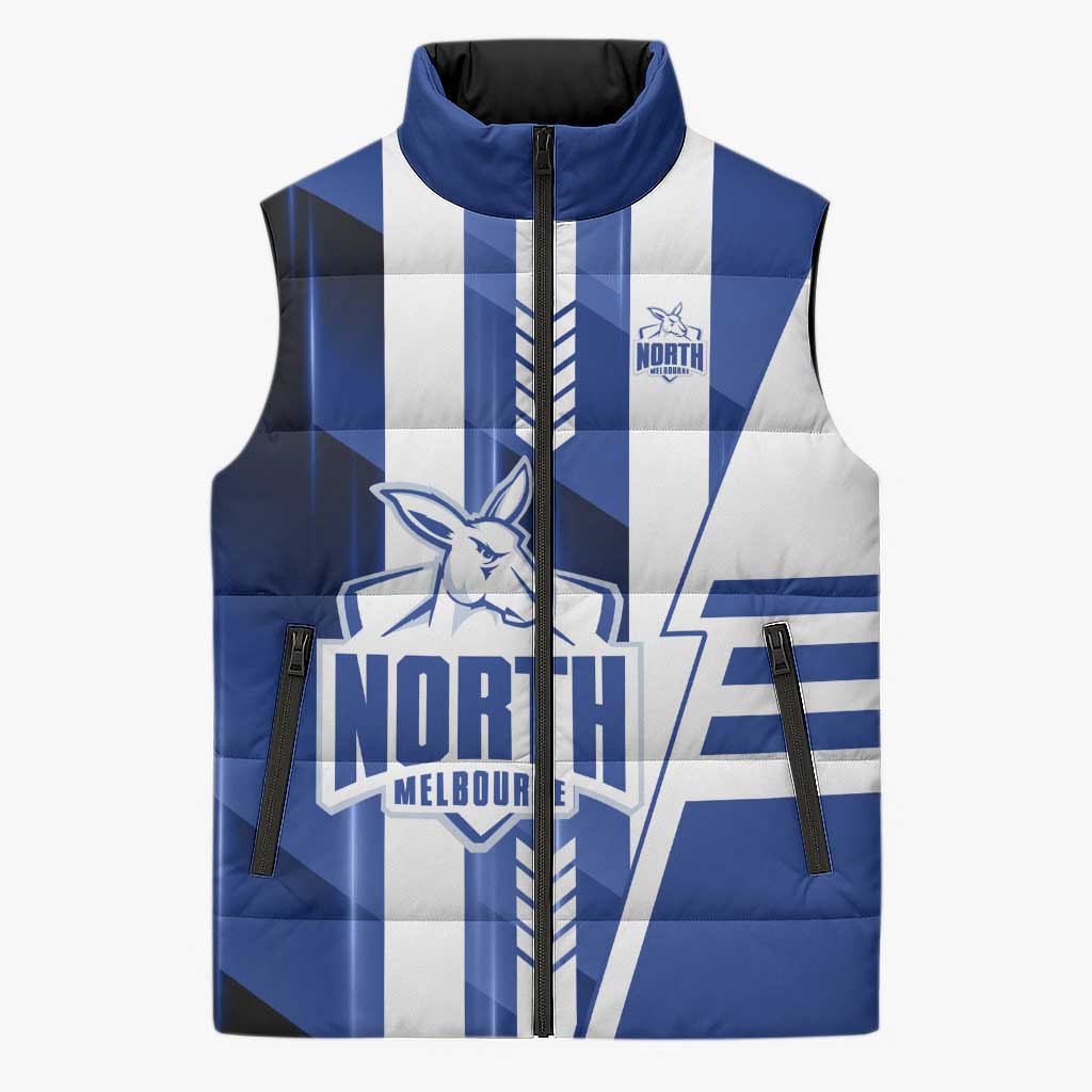 Personalized North Melbourne Kangaroos Sleeveless Puffer Jacket Modern Geometric Sports Graphic Style