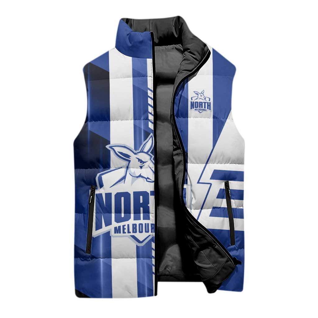 Personalized North Melbourne Kangaroos Sleeveless Puffer Jacket Modern Geometric Sports Graphic Style