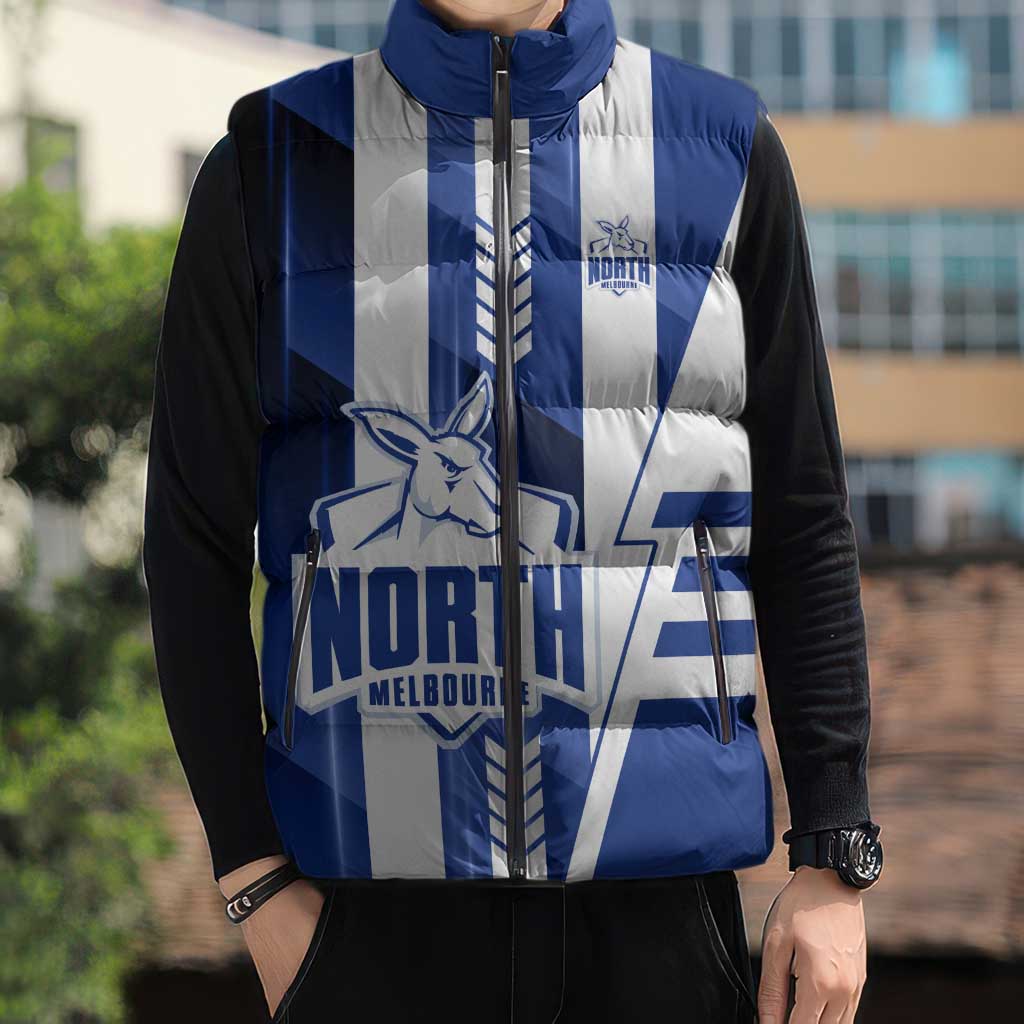 Personalized North Melbourne Kangaroos Sleeveless Puffer Jacket Modern Geometric Sports Graphic Style