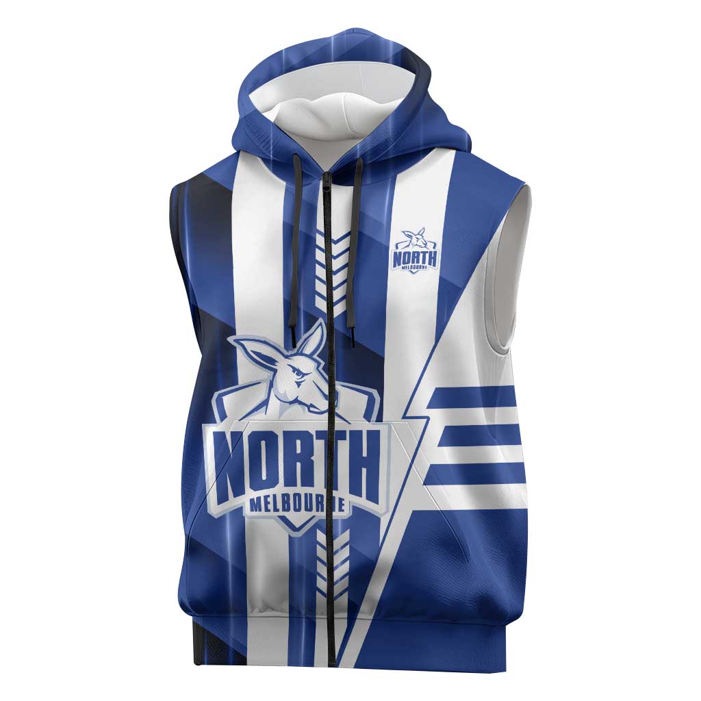 Personalized North Melbourne Kangaroos Sleeveless Zip Hoodie Modern Geometric Sports Graphic Style