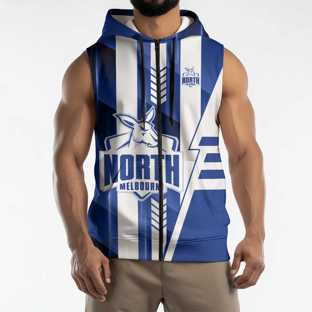 Personalized North Melbourne Kangaroos Sleeveless Zip Hoodie Modern Geometric Sports Graphic Style