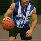 Personalized North Melbourne Kangaroos Sleeveless Zip Hoodie Modern Geometric Sports Graphic Style