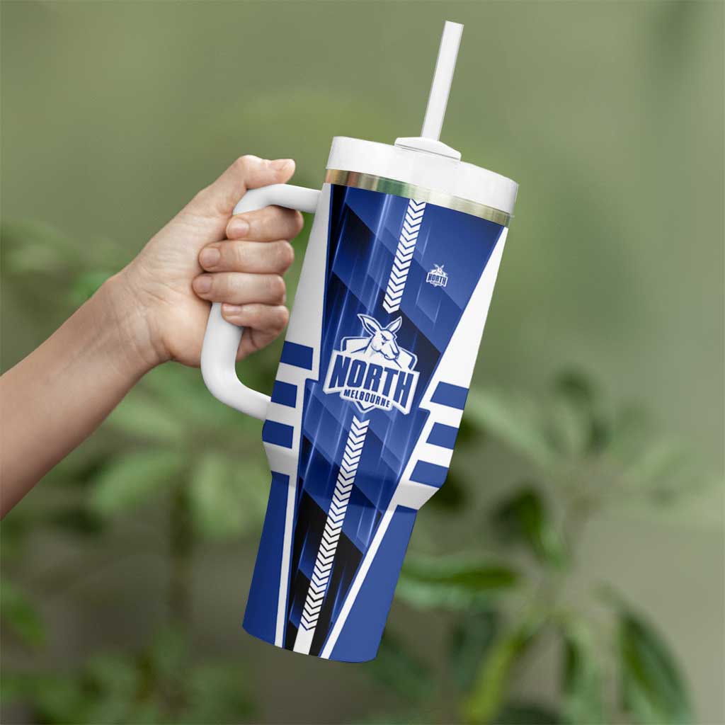 Personalized North Melbourne Kangaroos Tumbler With Handle Modern Geometric Sports Graphic Style