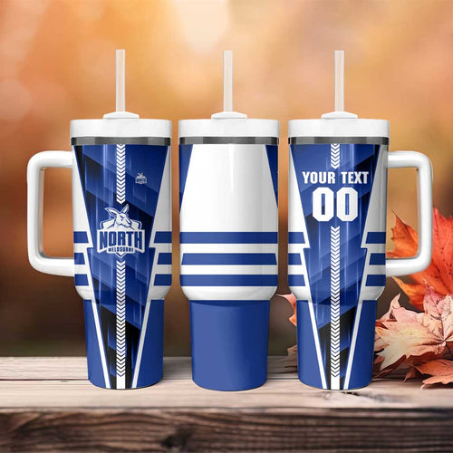 Personalized North Melbourne Kangaroos Tumbler With Handle Modern Geometric Sports Graphic Style