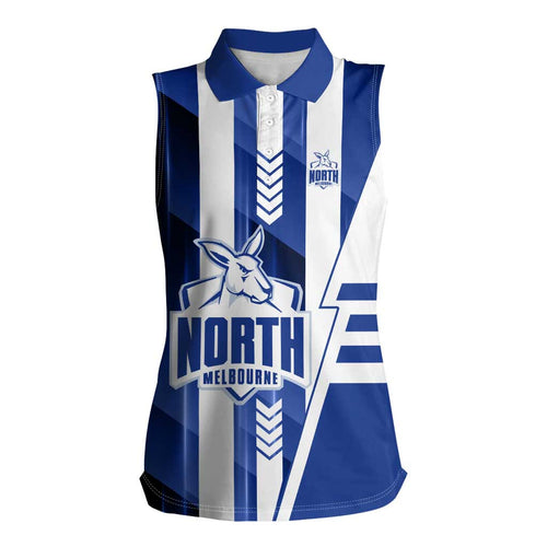Personalized North Melbourne Kangaroos Women Sleeveless Polo Shirt Modern Geometric Sports Graphic Style