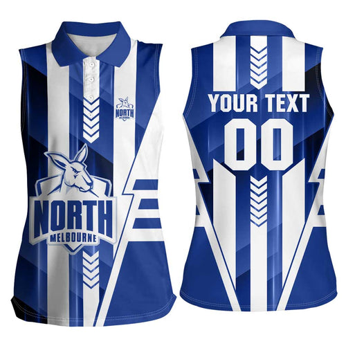 Personalized North Melbourne Kangaroos Women Sleeveless Polo Shirt Modern Geometric Sports Graphic Style