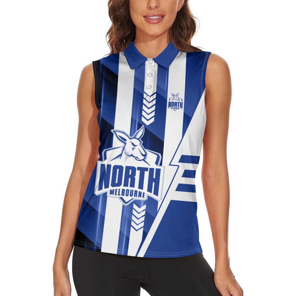 Personalized North Melbourne Kangaroos Women Sleeveless Polo Shirt Modern Geometric Sports Graphic Style