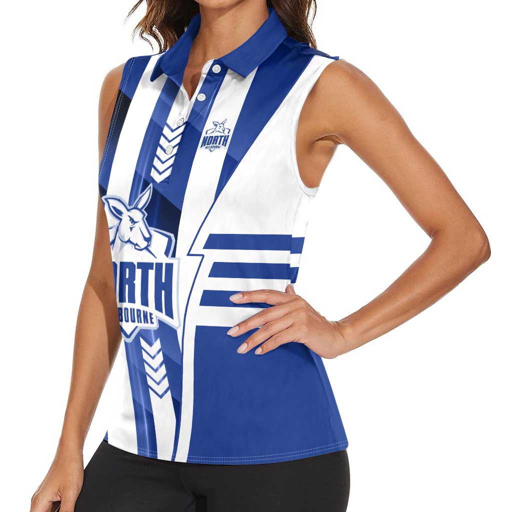 Personalized North Melbourne Kangaroos Women Sleeveless Polo Shirt Modern Geometric Sports Graphic Style