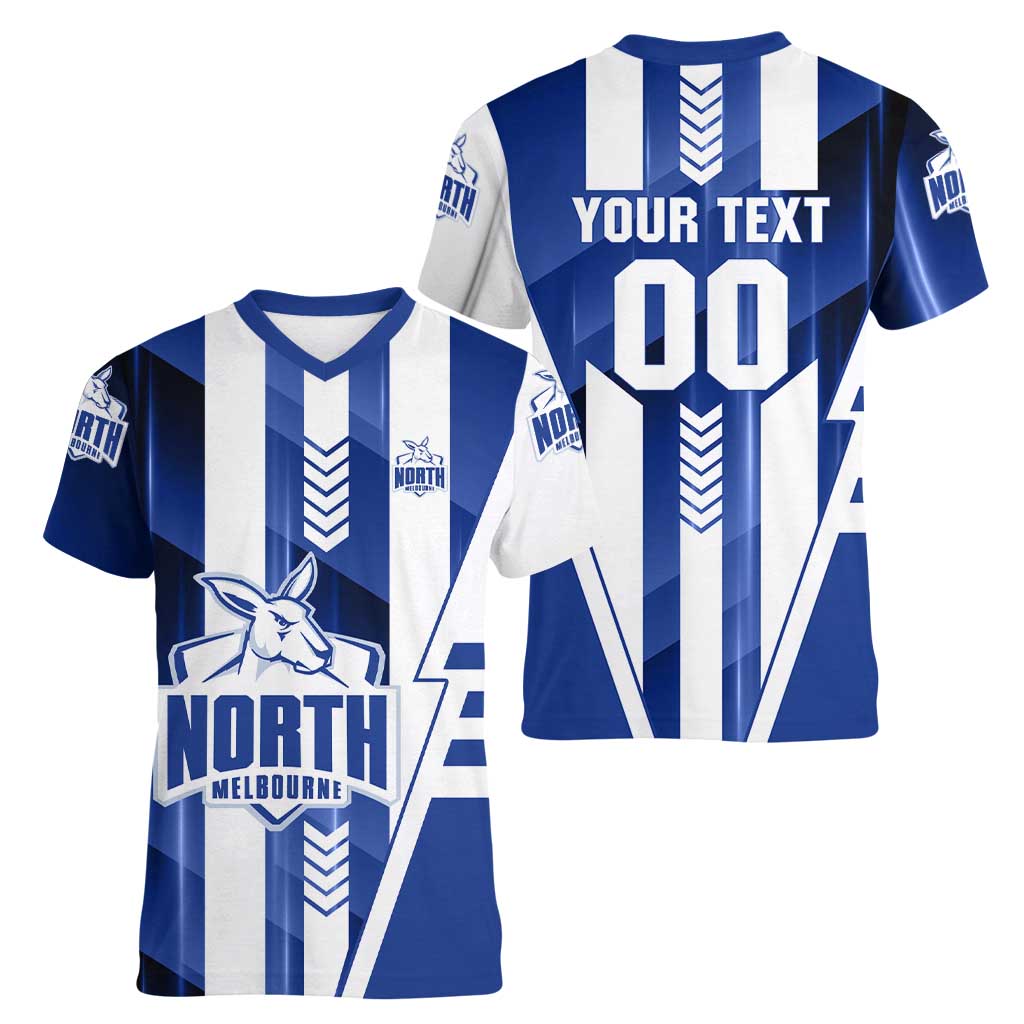 Personalized North Melbourne Kangaroos Women V-Neck T-Shirt Modern Geometric Sports Graphic Style
