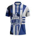 Personalized North Melbourne Kangaroos Zipper Polo Shirt Modern Geometric Sports Graphic Style