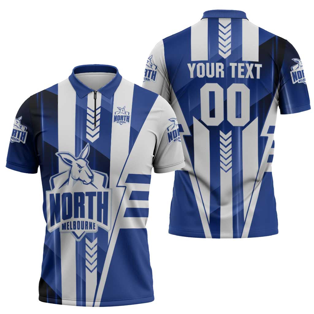 Personalized North Melbourne Kangaroos Zipper Polo Shirt Modern Geometric Sports Graphic Style