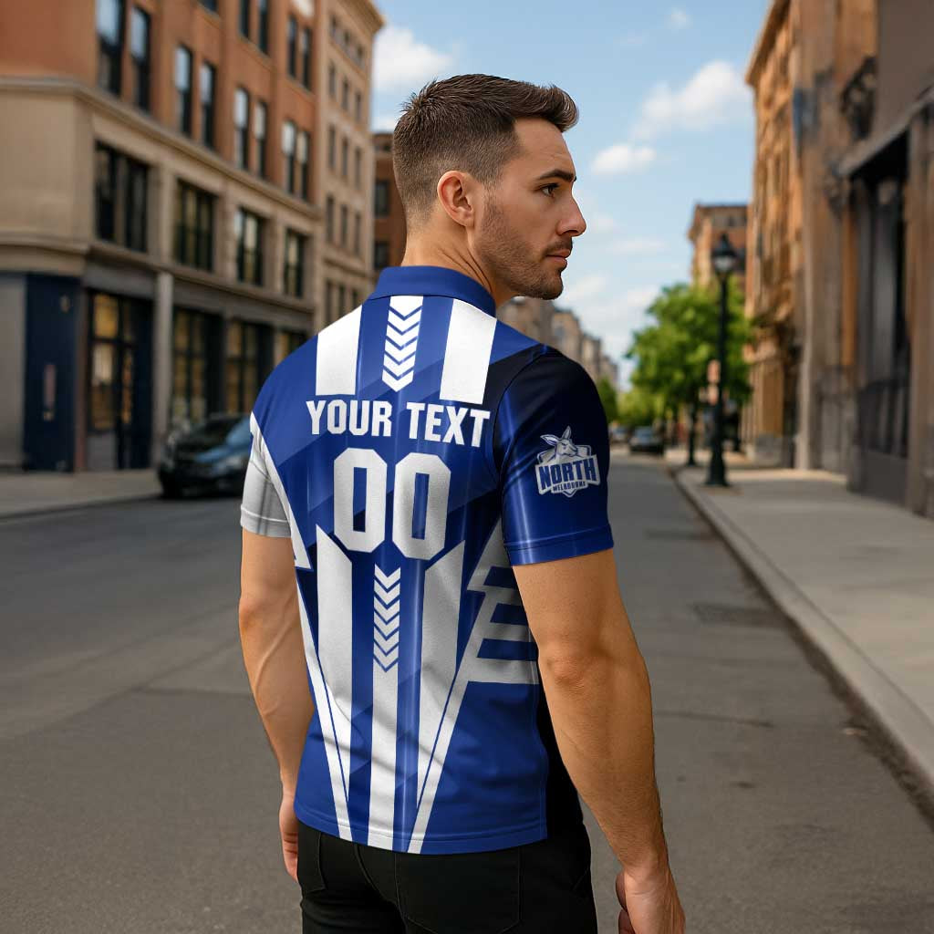 Personalized North Melbourne Kangaroos Zipper Polo Shirt Modern Geometric Sports Graphic Style