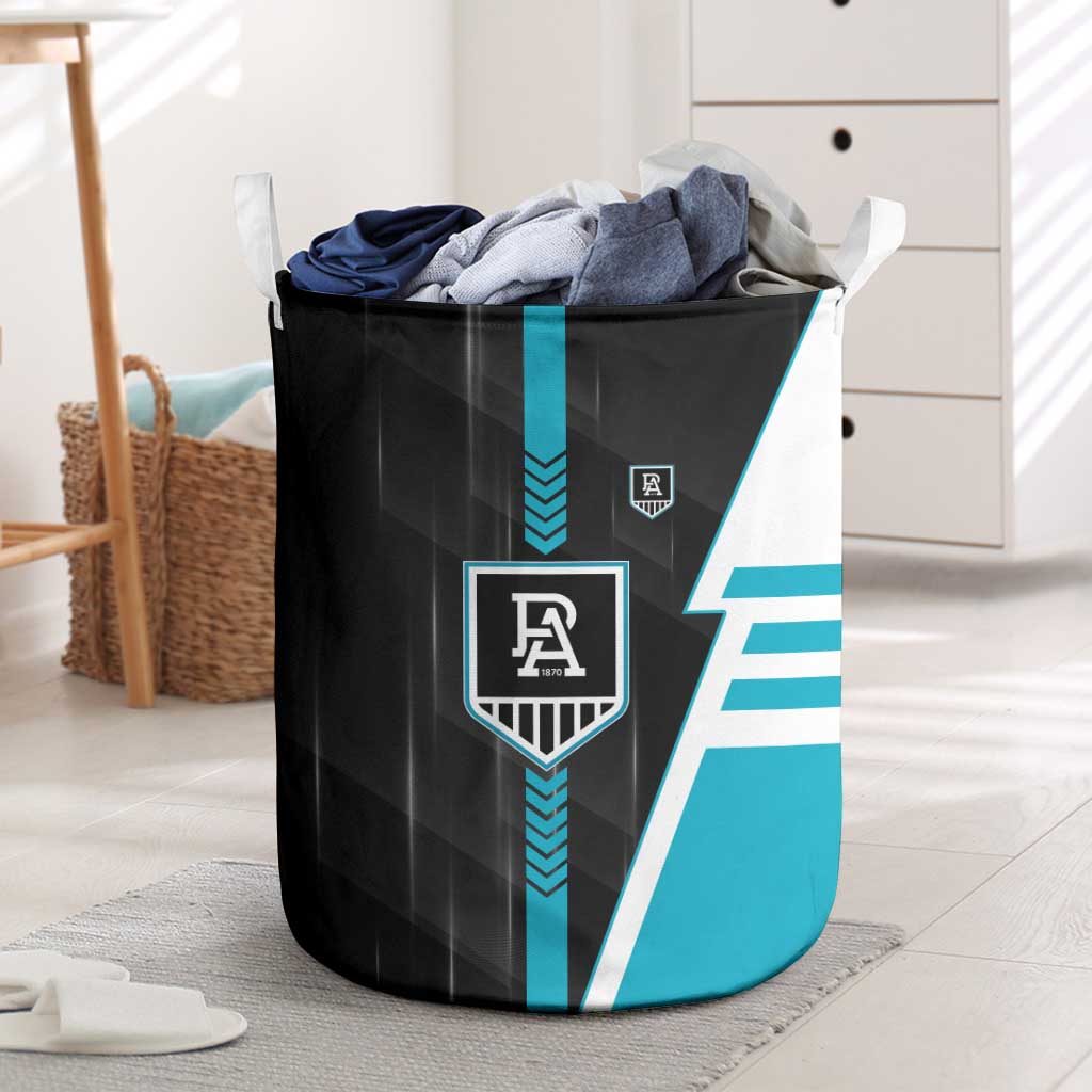 Port Adelaide Power Laundry Basket Modern Geometric Sports Graphic Style