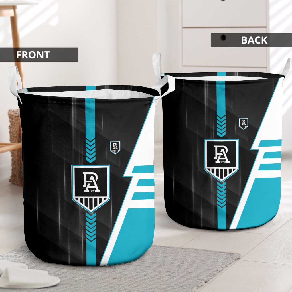 Port Adelaide Power Laundry Basket Modern Geometric Sports Graphic Style
