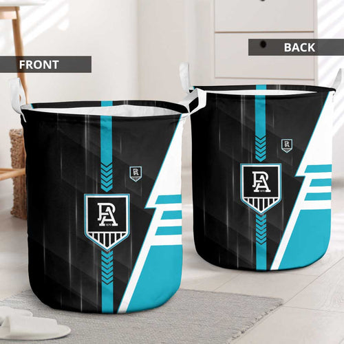 Port Adelaide Power Laundry Basket Modern Geometric Sports Graphic Style