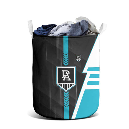 Port Adelaide Power Laundry Basket Modern Geometric Sports Graphic Style