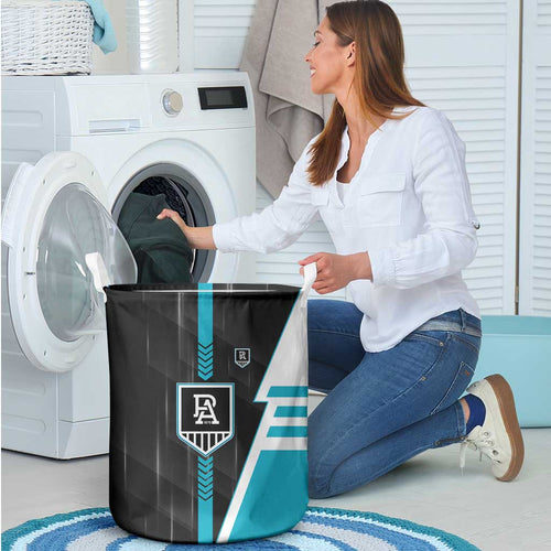 Port Adelaide Power Laundry Basket Modern Geometric Sports Graphic Style