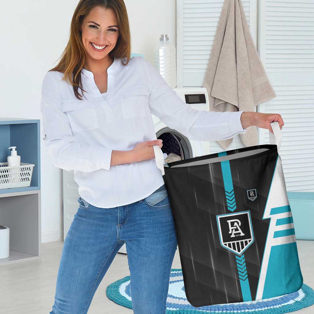 Port Adelaide Power Laundry Basket Modern Geometric Sports Graphic Style