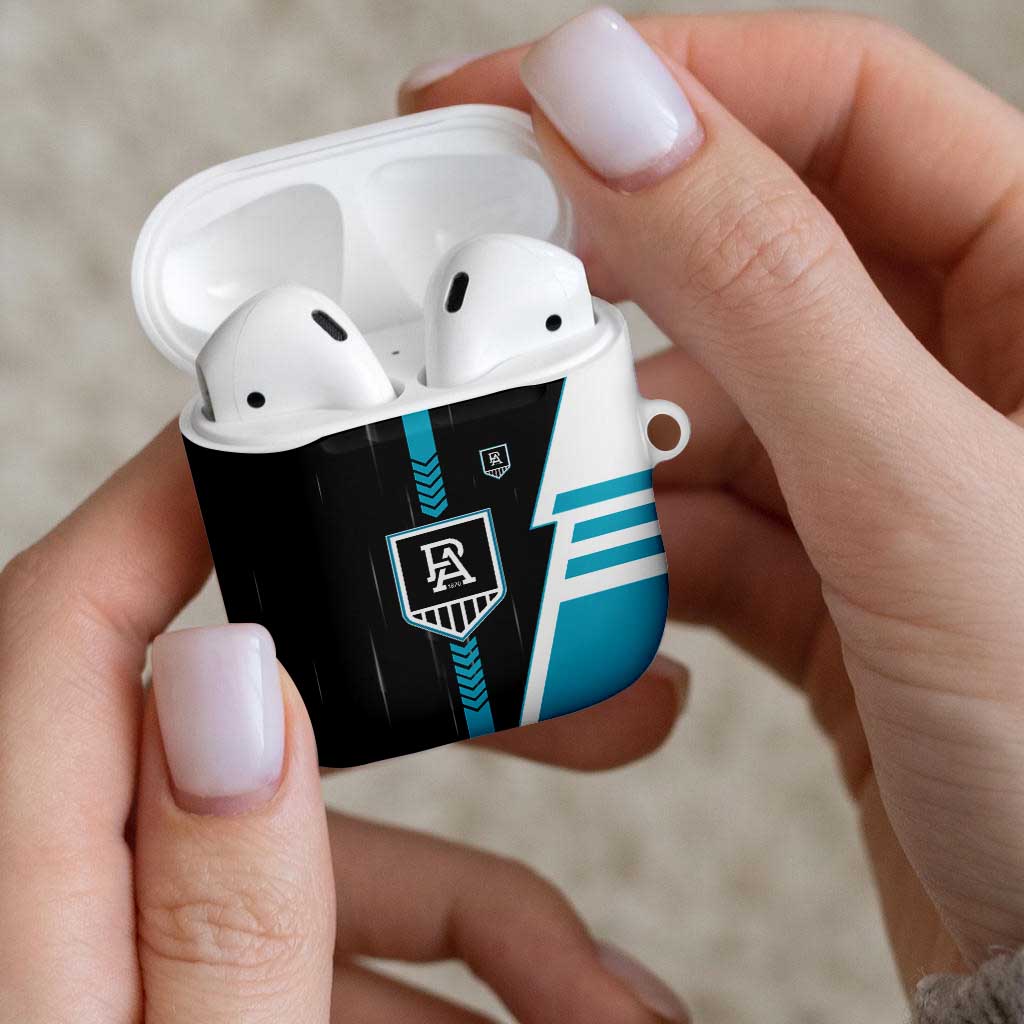 Port Adelaide Power AirPods Case Modern Geometric Sports Graphic Style