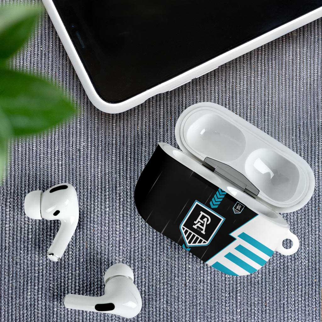 Port Adelaide Power AirPods Case Modern Geometric Sports Graphic Style