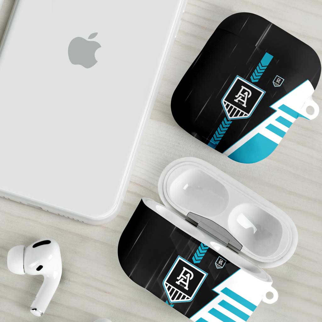 Port Adelaide Power AirPods Case Modern Geometric Sports Graphic Style