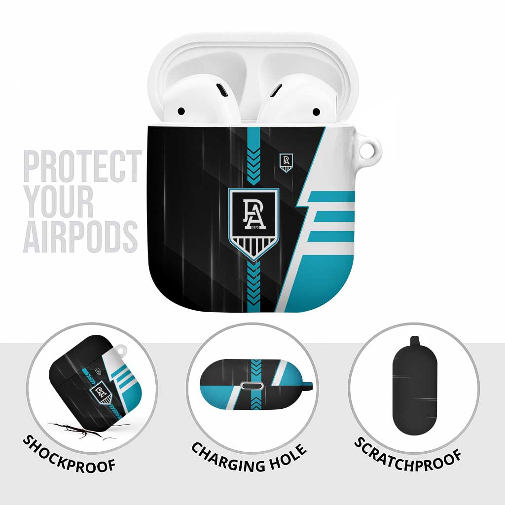Port Adelaide Power AirPods Case Modern Geometric Sports Graphic Style