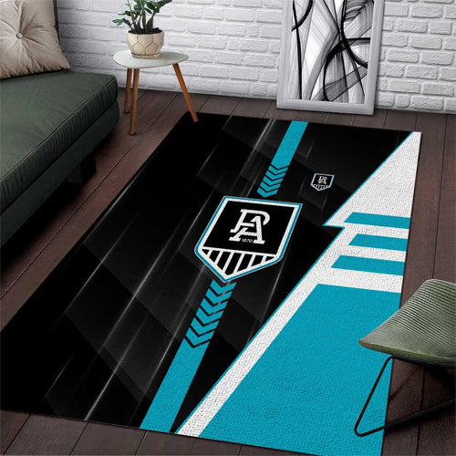 Port Adelaide Power Area Rug Modern Geometric Sports Graphic Style