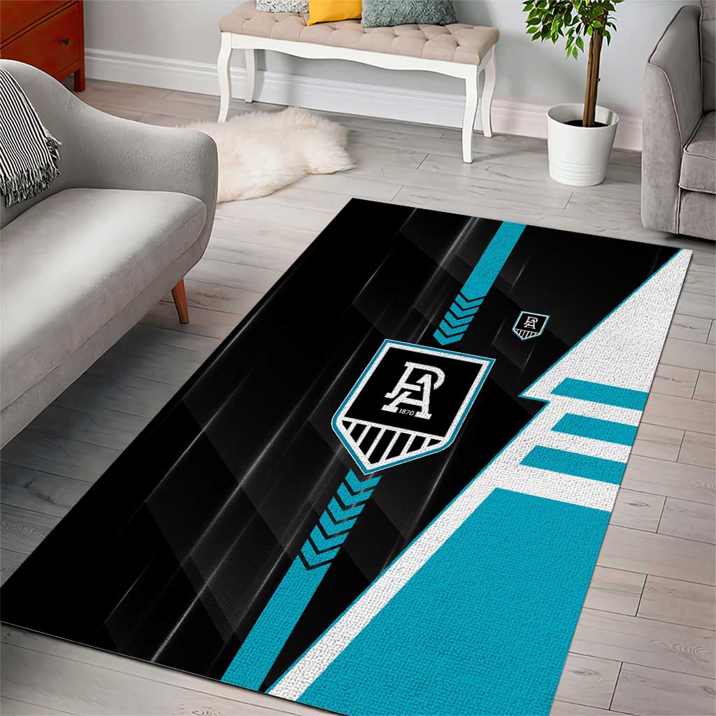 Port Adelaide Power Area Rug Modern Geometric Sports Graphic Style
