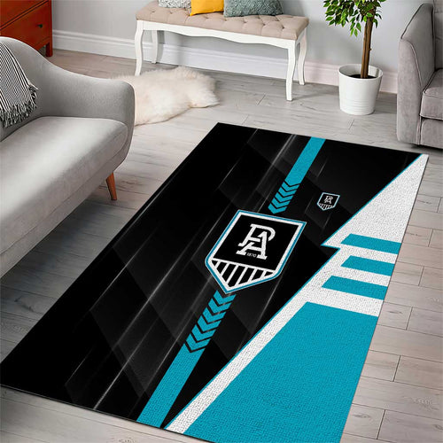 Port Adelaide Power Area Rug Modern Geometric Sports Graphic Style